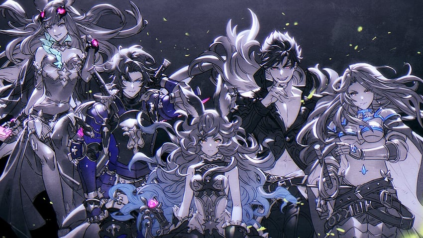 ferry, katalina, belial, metera, and lancelot (granblue fantasy and 1 more) drawn by minaba_hideo