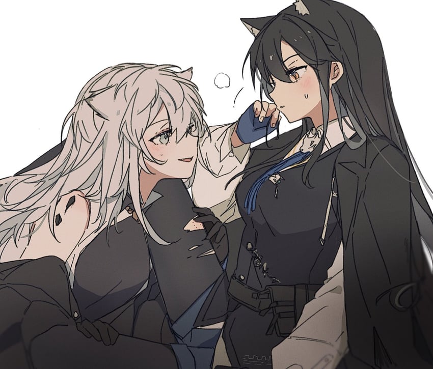 texas, lappland, and texas the omertosa (arknights) drawn by seri_(vyrlw)