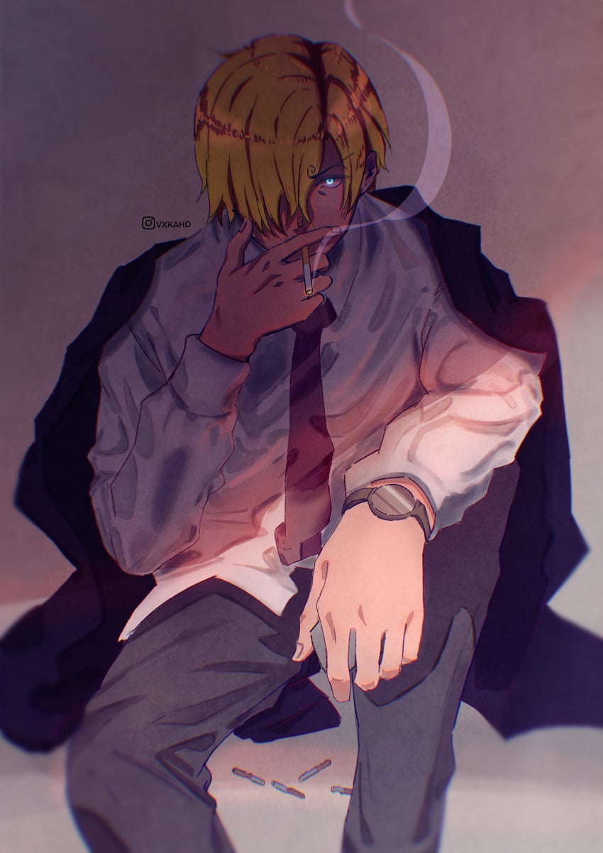 sanji (one piece) drawn by vxkahd