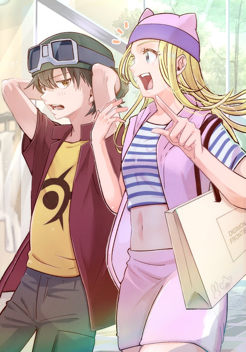orimoto izumi and kanbara takuya (digimon and 1 more) drawn by uyutaku