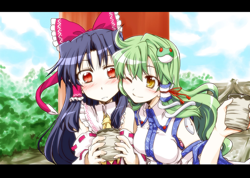 hakurei reimu and kochiya sanae (touhou) drawn by takana_shinno