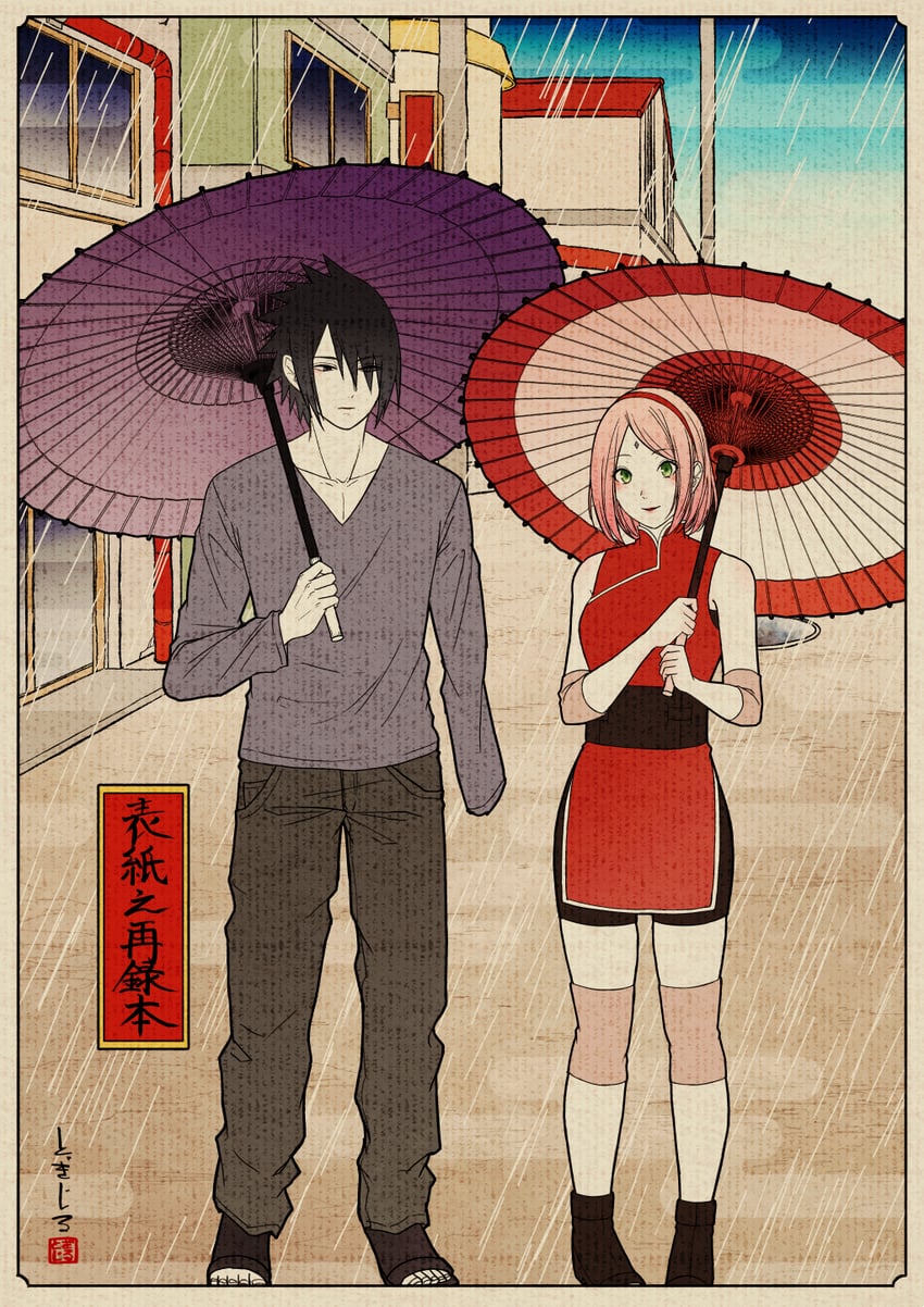 haruno sakura and uchiha sasuke (naruto and 1 more) drawn by ohringood