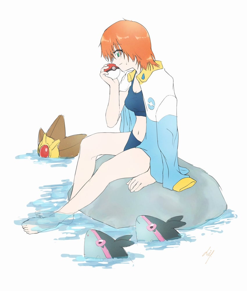 misty, staryu, and finneon (pokemon and 1 more) drawn by izunoill