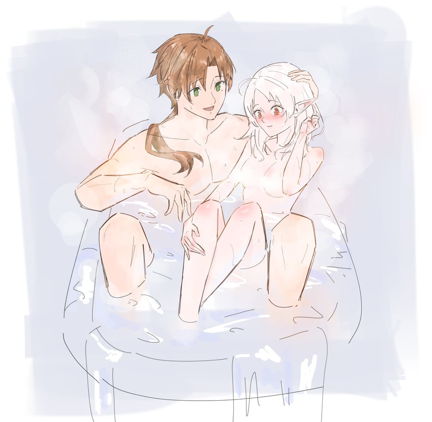 sylphiette and rudeus greyrat (mushoku tensei) drawn by es_limi