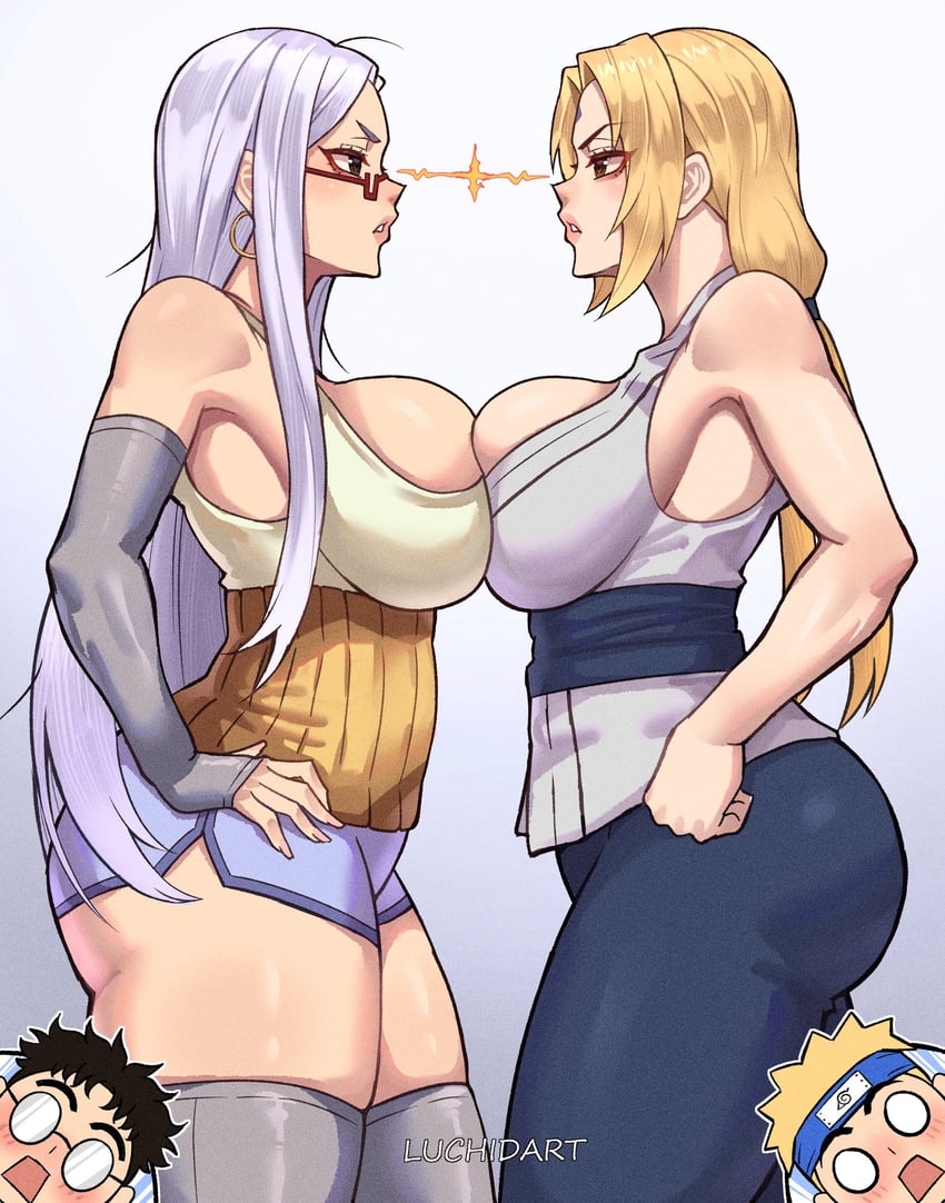 uzumaki naruto, takakura ken, tsunade, and ayase seiko (naruto and 1 more) drawn by luchidart