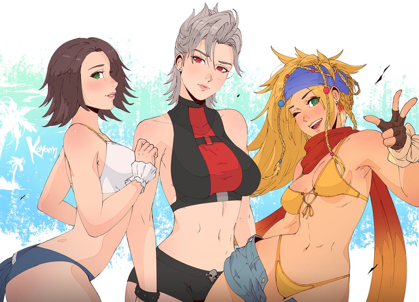 yuna, rikku, thief, and paine (final fantasy and 2 more) drawn by koyorin