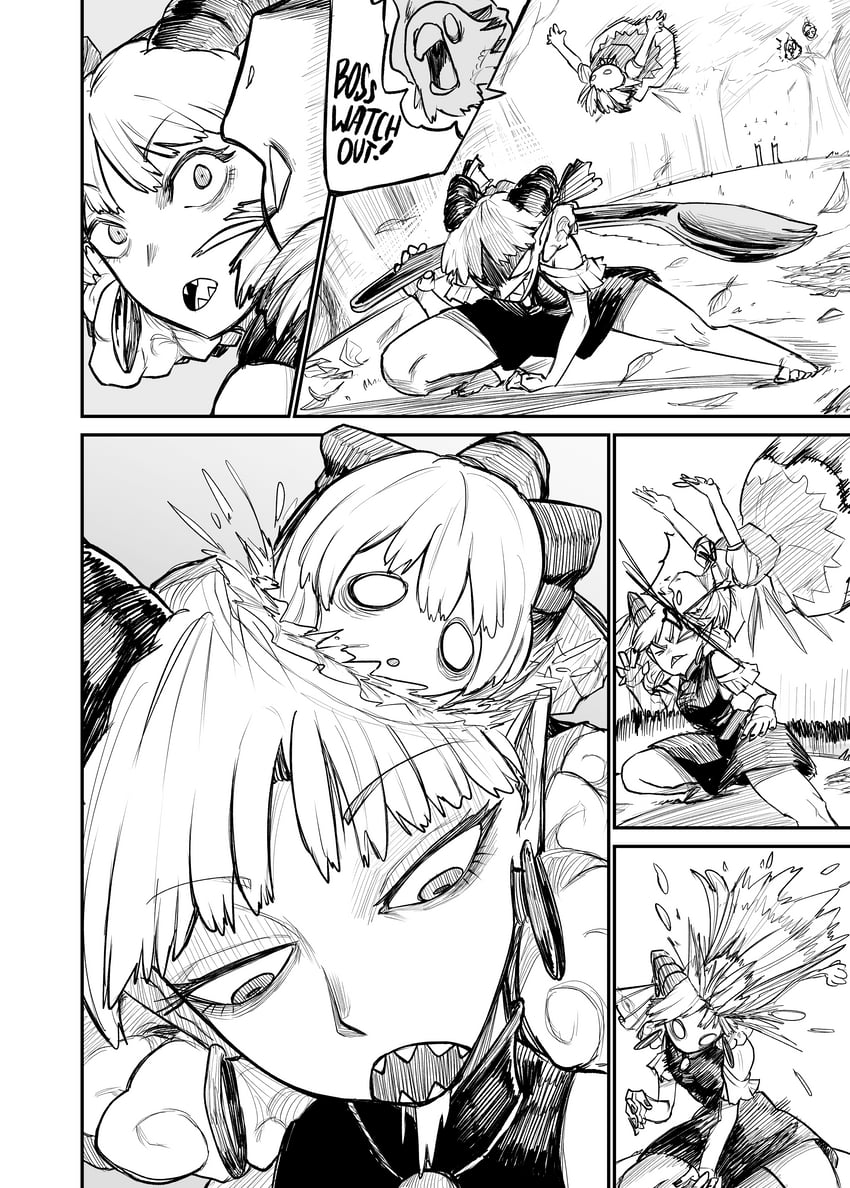 cirno, toutetsu yuuma, and eagle spirit (touhou and 1 more) drawn by axel_hi