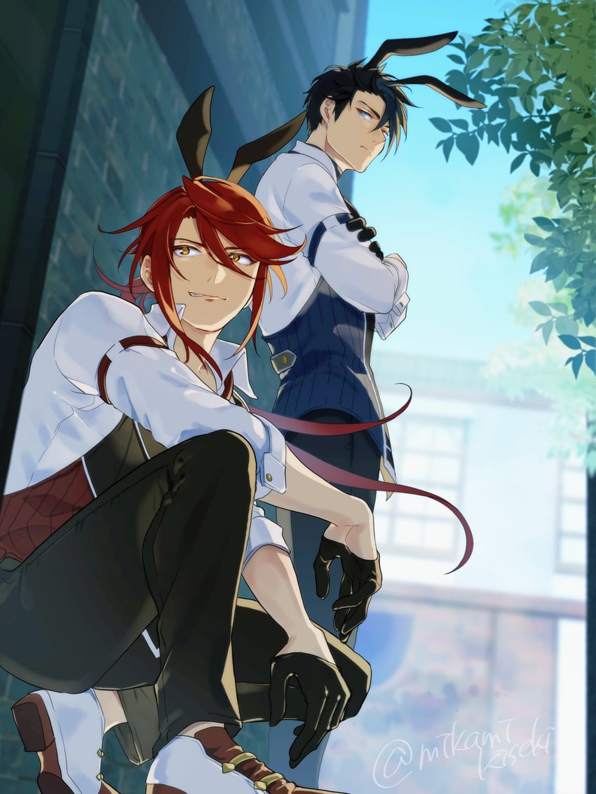 van arkride and aaron wei (eiyuu densetsu and 2 more) drawn by mikamikiseki