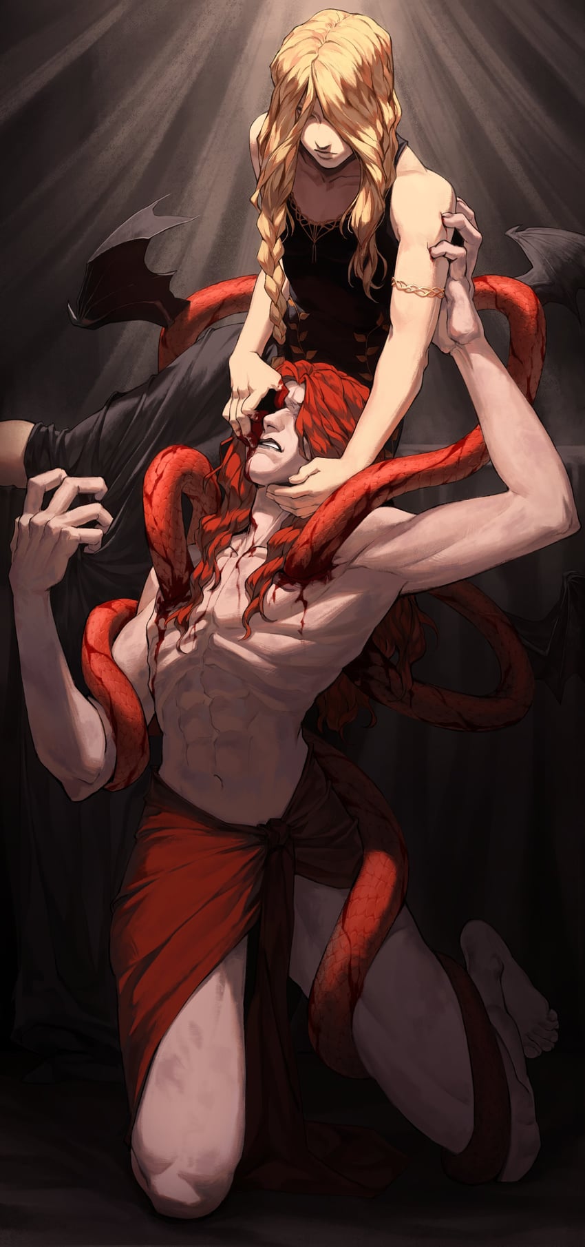 queen marika the eternal and messmer the impaler (elden ring and 1 more) drawn by faorynn