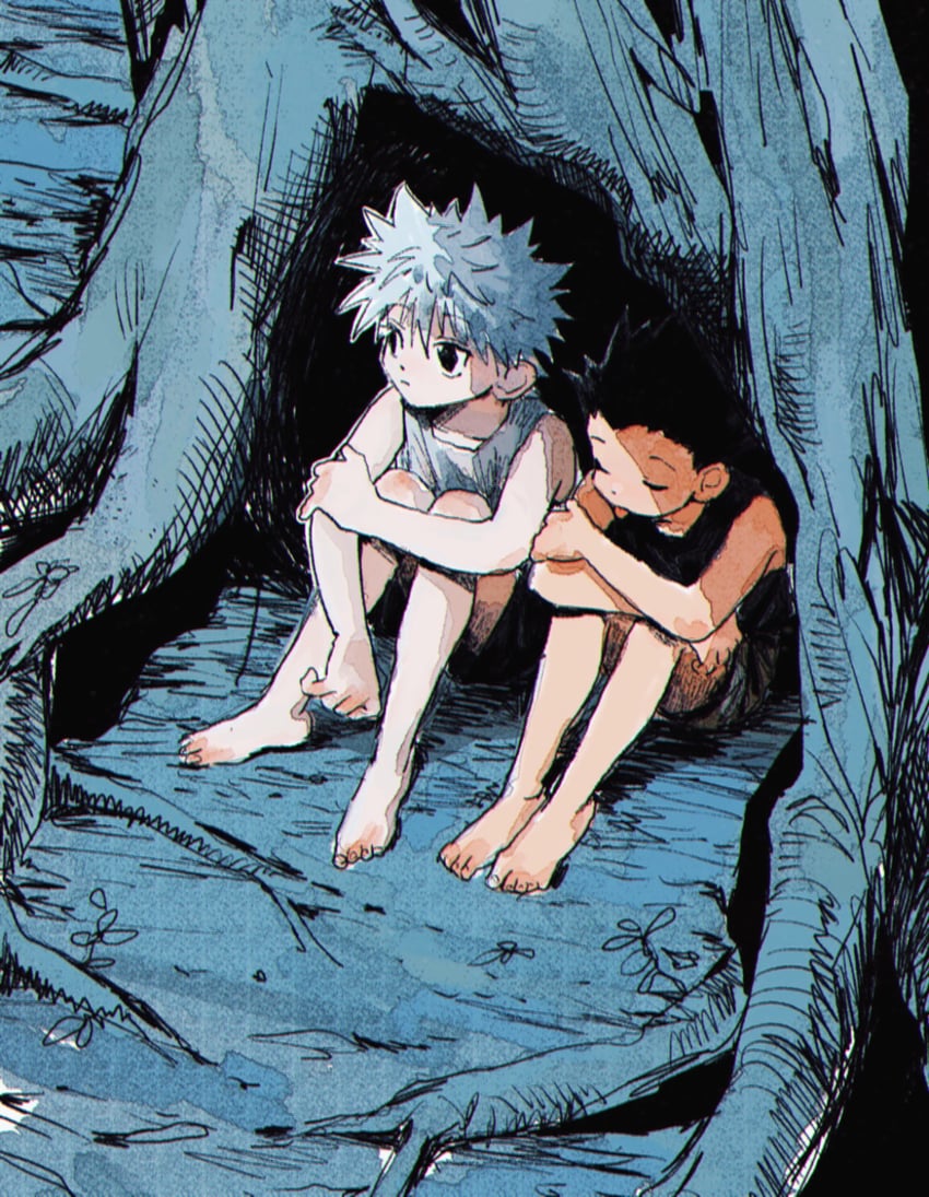 killua zoldyck and gon freecss (hunter x hunter) drawn by torohiko