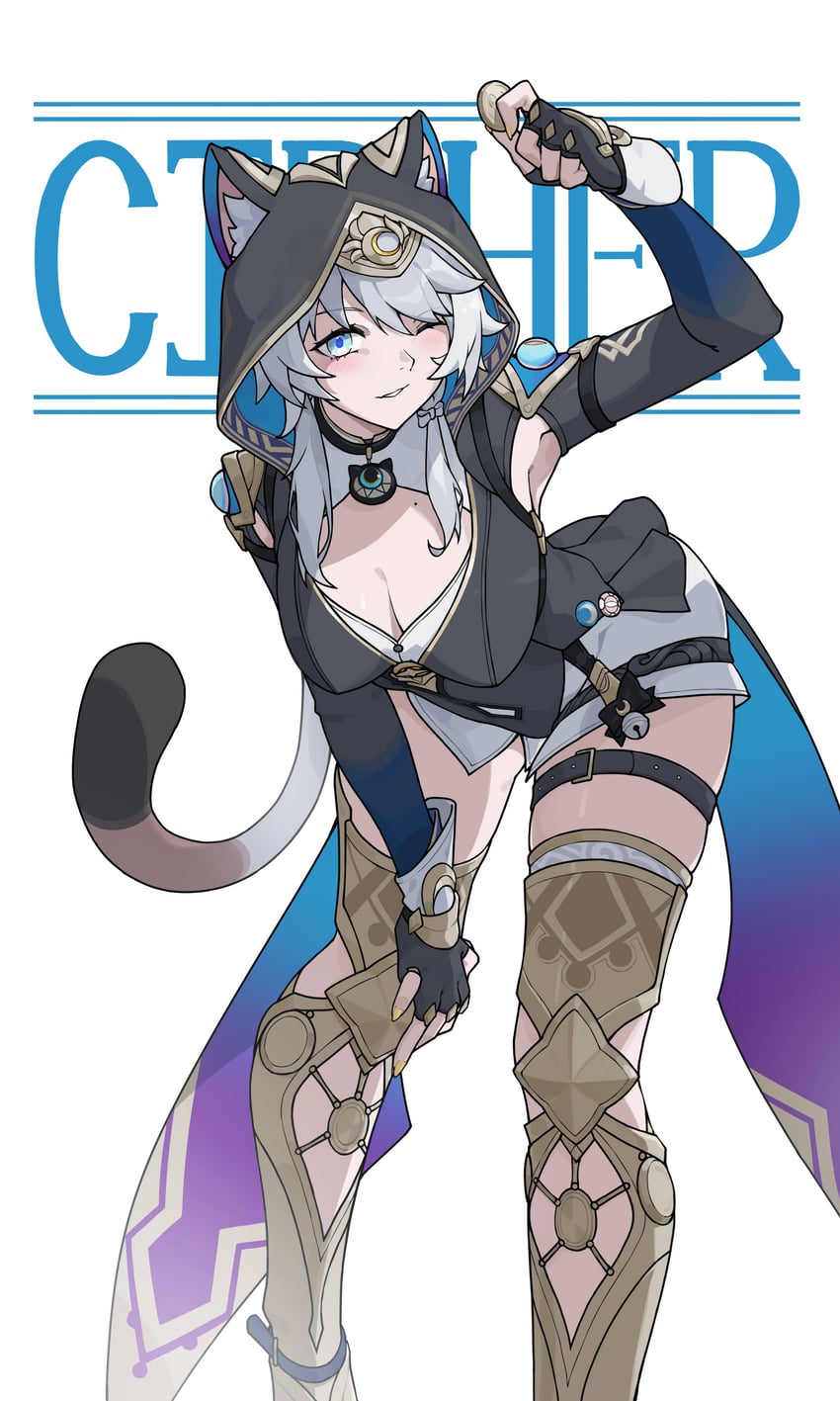 cipher (honkai and 1 more) drawn by honey_boba