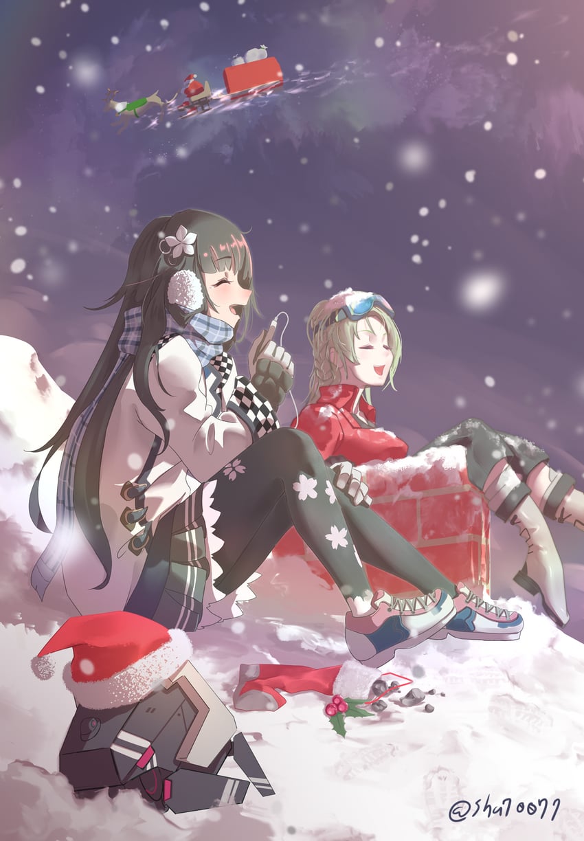 dinergate, santa claus, type 100, and fp-6 (girls' frontline) drawn by shu70077