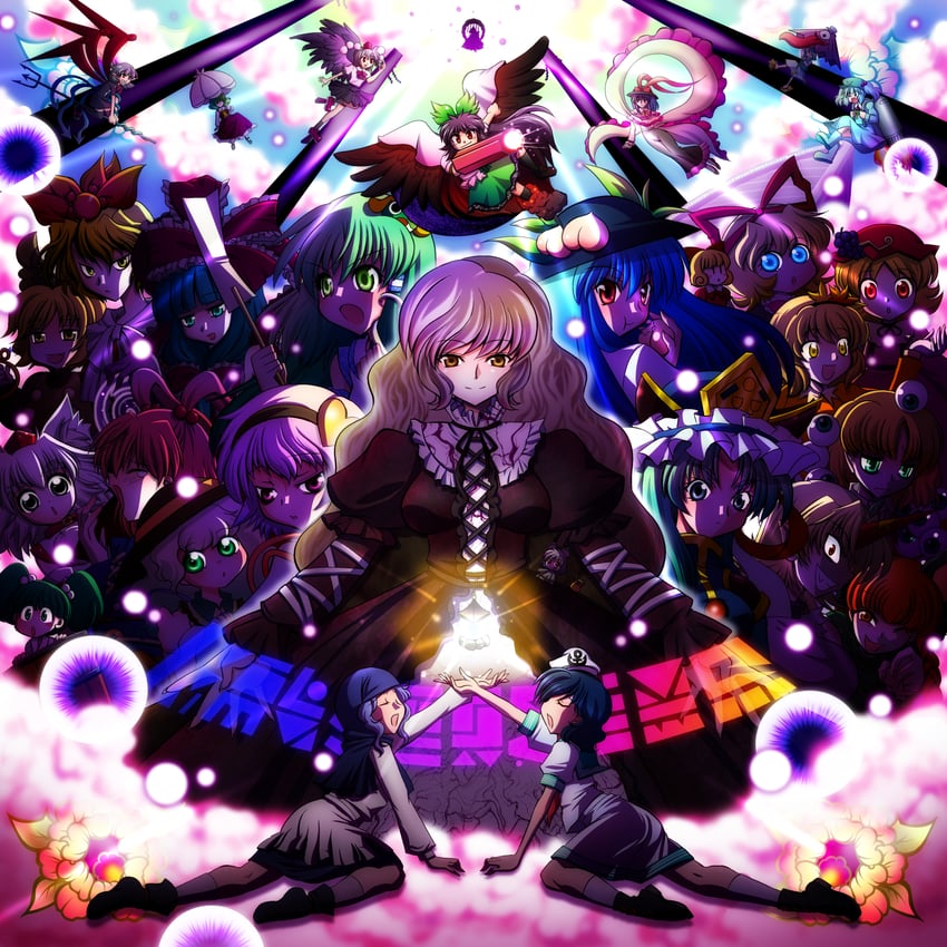kochiya sanae, komeiji koishi, shameimaru aya, komeiji satori, inubashiri momiji, and 25 more (touhou and 2 more) drawn by narumi_yuzurai