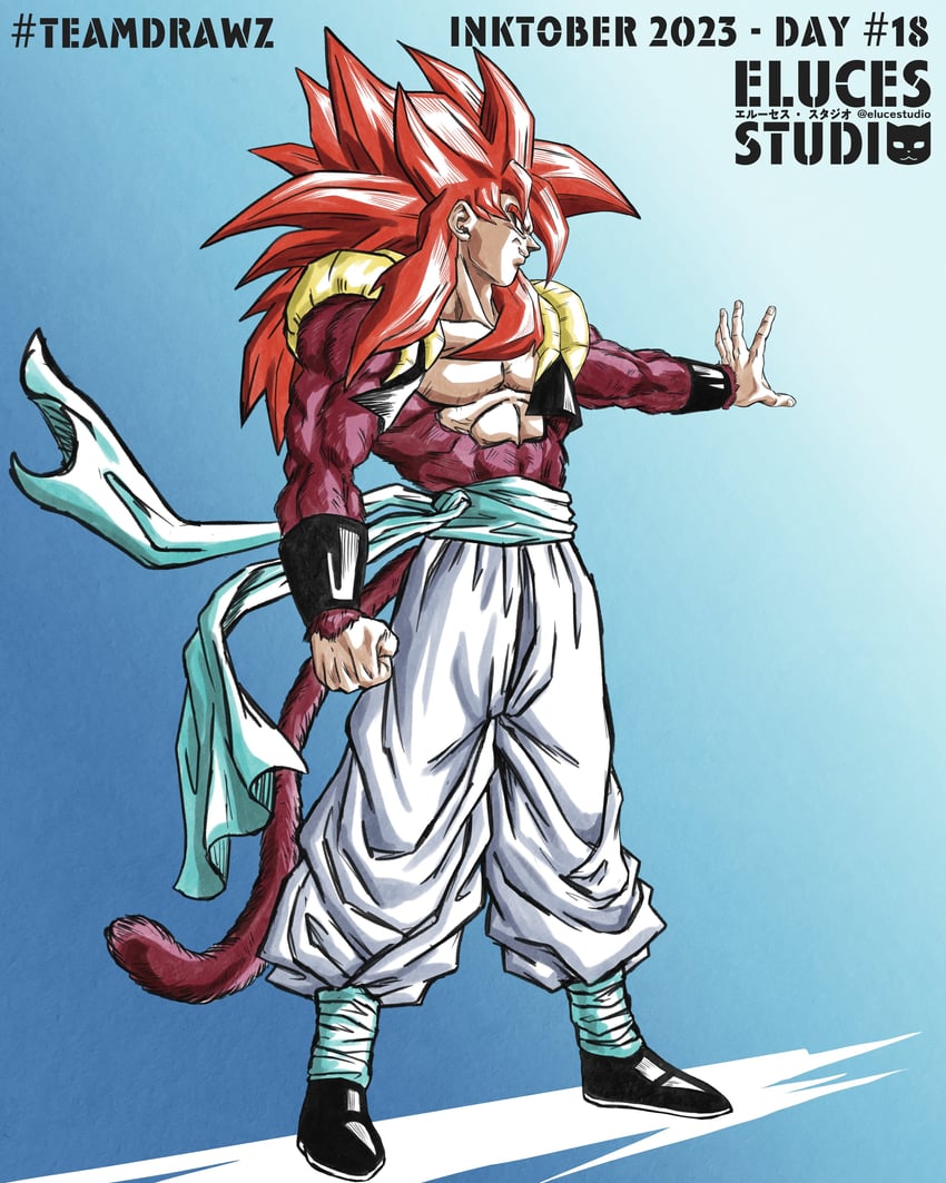 gogeta (dragon ball and 1 more) drawn by elucestudio