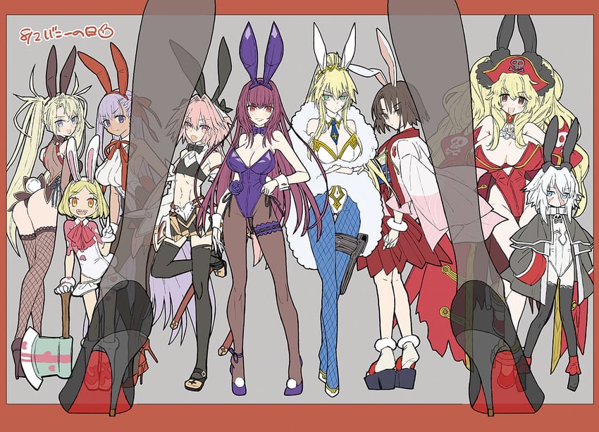 artoria pendragon, scathach, astolfo, bb, ryougi shiki, and 4 more (fate and 3 more) drawn by wada_arco