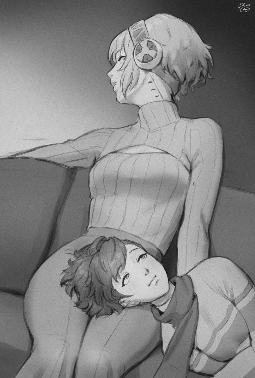 aigis and shiomi kotone (persona and 2 more) drawn by roviahc