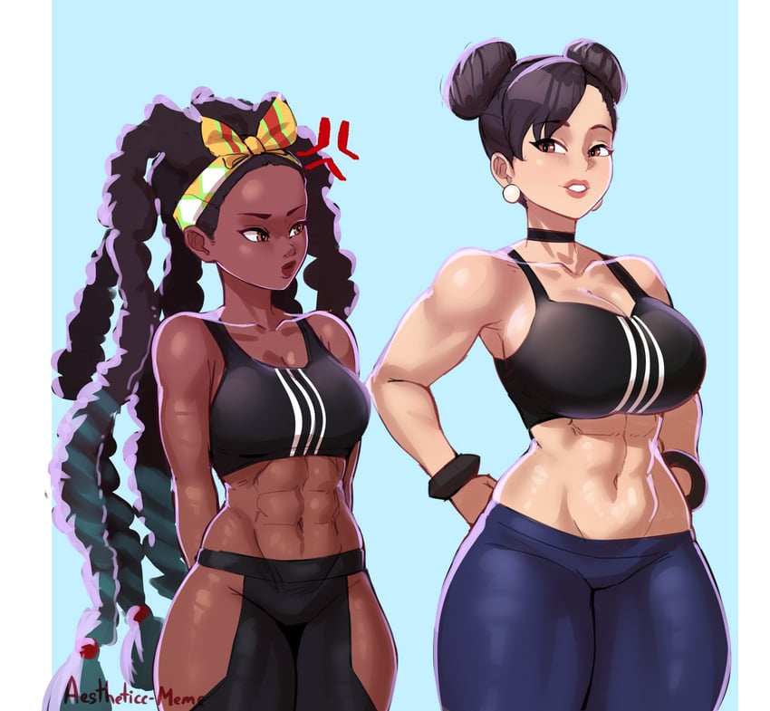 chun-li and kimberly jackson (street fighter and 1 more) drawn by aestheticc-meme