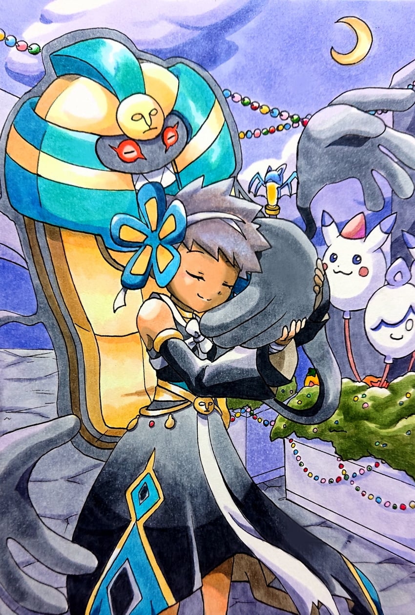 pikachu, litwick, zubat, cofagrigus, and phoebe (pokemon and 1 more) drawn by speedy_(pkh)