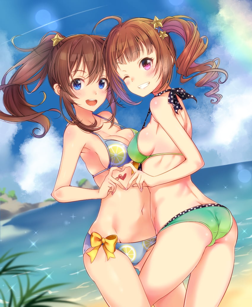 yokoyama nao and satake minako (idolmaster and 1 more) drawn by mitsuki_(omezame_alice)