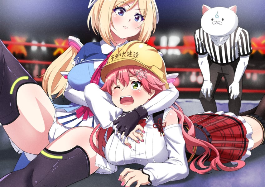 sakura miko, aki rosenthal, and 35p (hololive) drawn by fuyumi_kazuki
