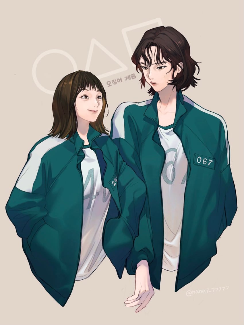 kang sae-byeok and ji-yeong (squid game) drawn by mitori_(nana7_77777)