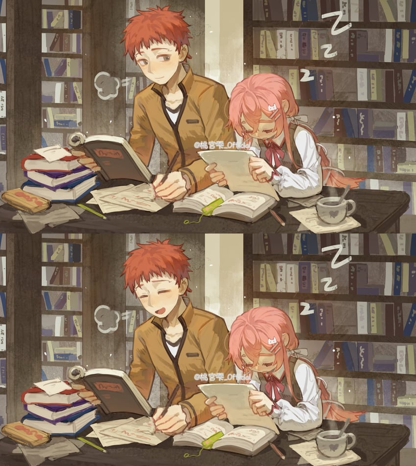 emiya shirou and momomiya shizuku (original and 2 more)
