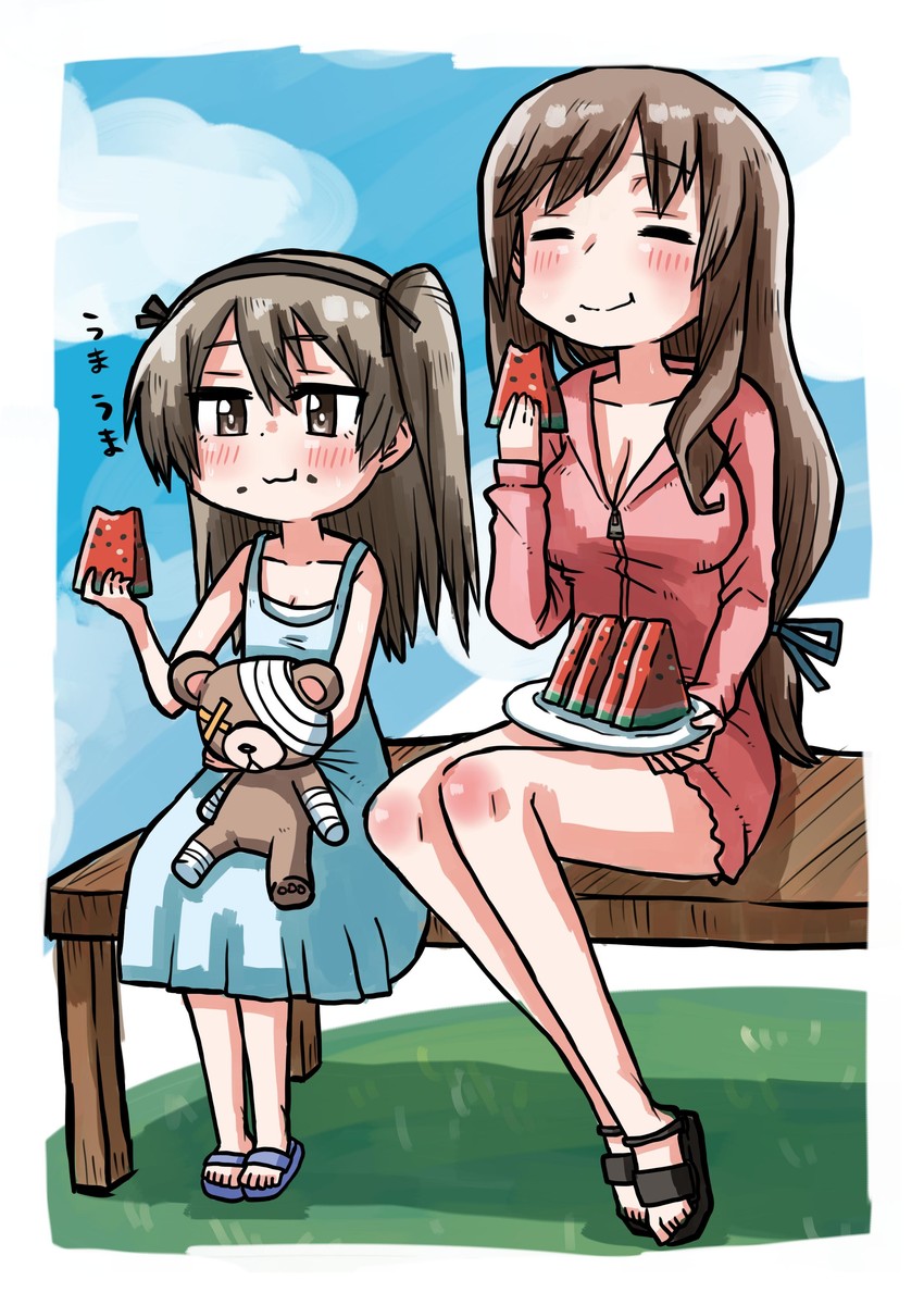 shimada arisu, boko, and shimada chiyo (girls und panzer) drawn by kikurage_(kibori_kurage)