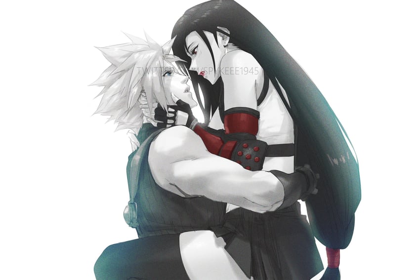 tifa lockhart and cloud strife (final fantasy and 2 more) drawn by spykeee