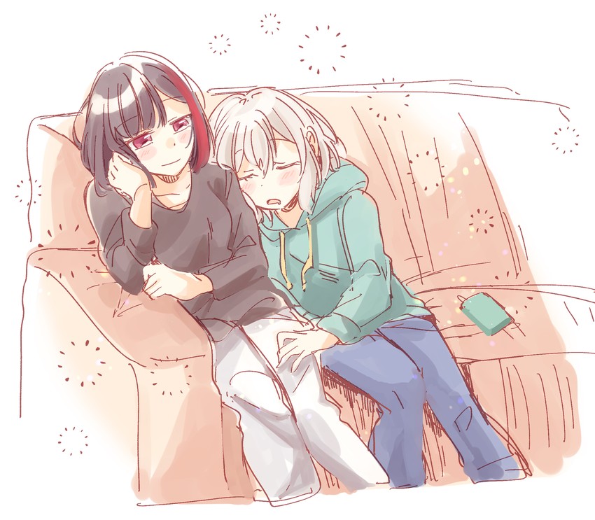 mitake ran and aoba moca (bang dream!) drawn by zawameki