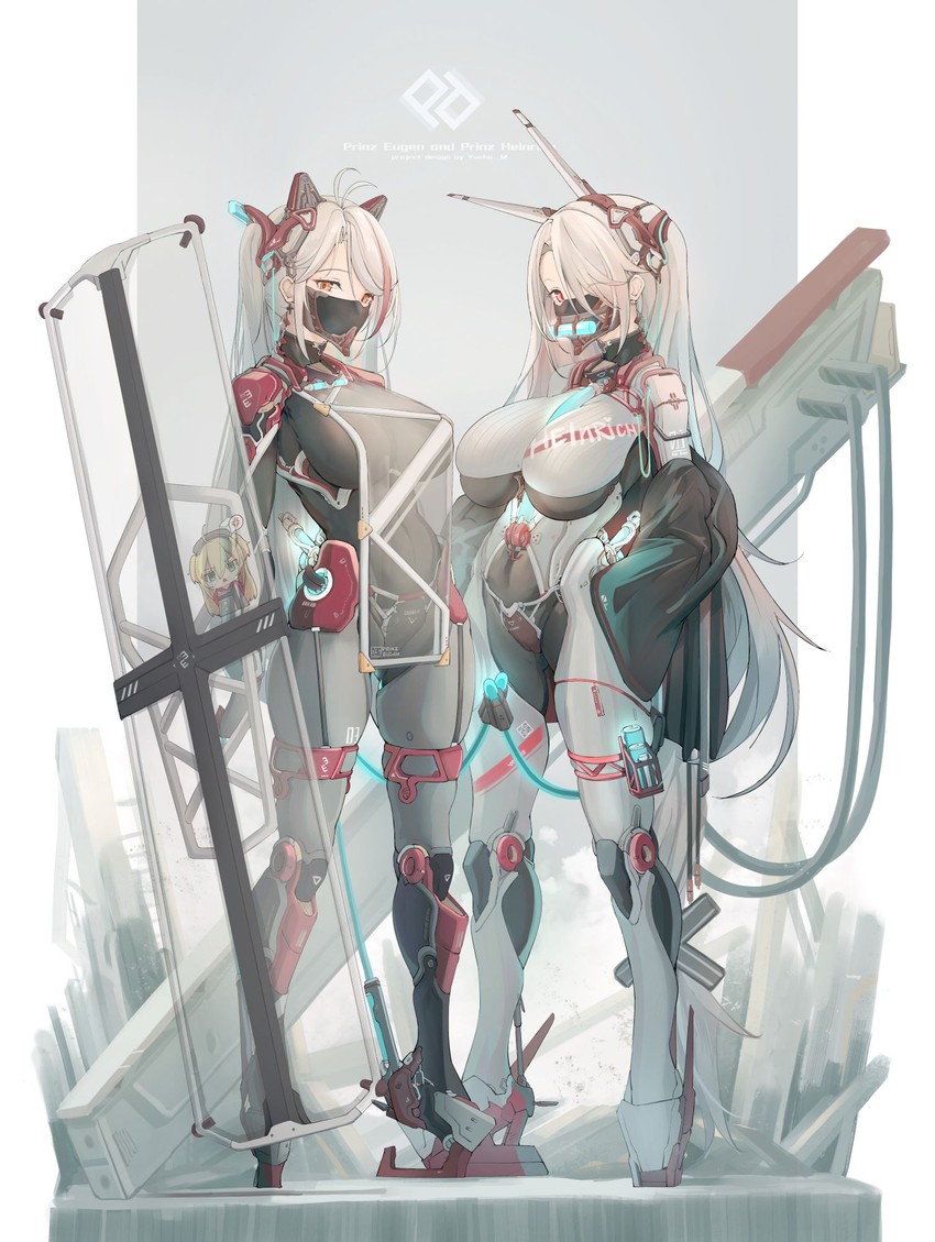prinz eugen, admiral hipper, and prinz heinrich (azur lane) drawn by yusha_m