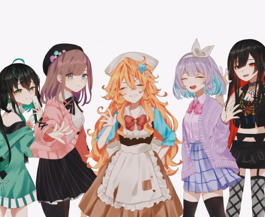 suzuhara lulu, nun bora, otogibara era, shin yuya, and noor (nijisanji and 2 more) drawn by shio_(plkqd)