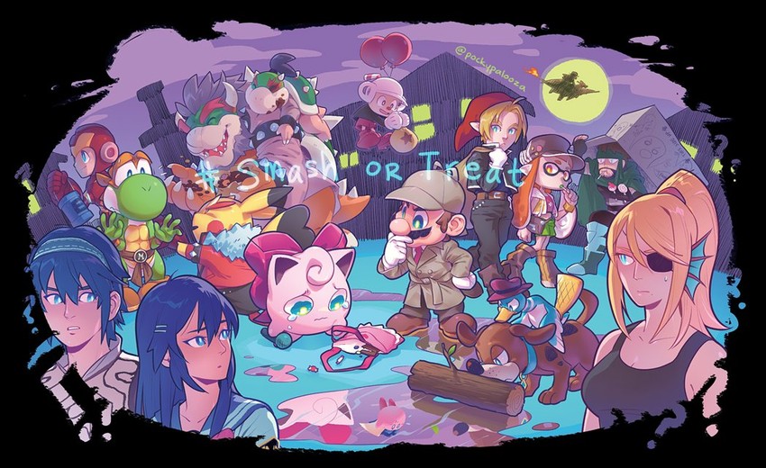link, inkling player character, pikachu, inkling girl, kirby, and 29 more (pokemon and 27 more) drawn by pockypalooza