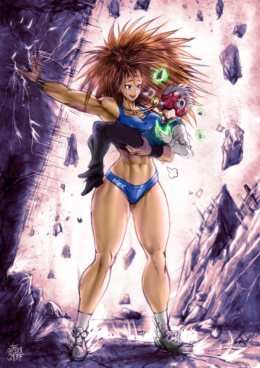captain mizuki and gearsper (one-punch man) drawn by the_golden_smurf