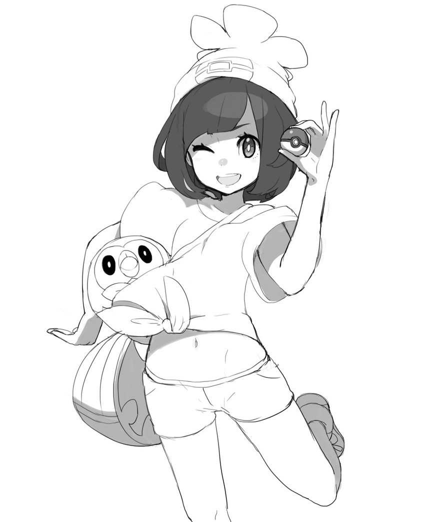 selene and rowlet (pokemon and 1 more) drawn by tonami_kanji