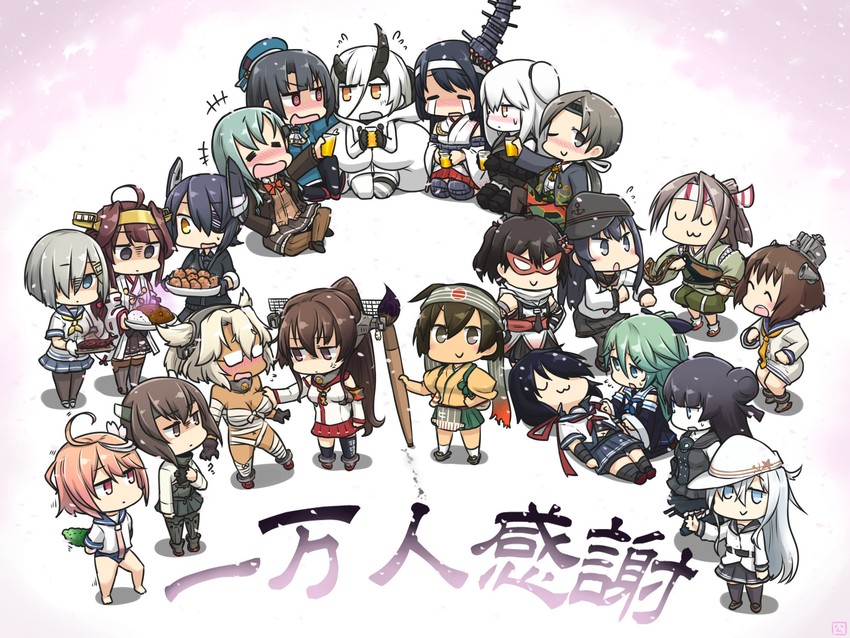 hibiki, kongou, tenryuu, akatsuki, hamakaze, and 27 more (kantai collection) drawn by hamu_koutarou