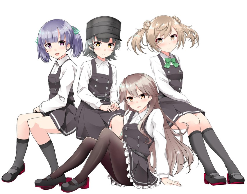 michishio, arashio, ooshio, arare, michishio kai ni, and 3 more (kantai collection) drawn by kirigakure_(kirigakure_tantei_jimusho)