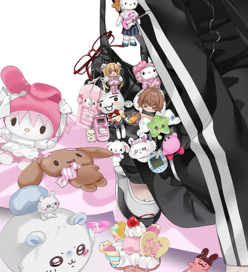 kaname madoka, kirby, hello kitty, inoue toro, korilakkuma, and 10 more (original and 13 more) drawn by cali_kki