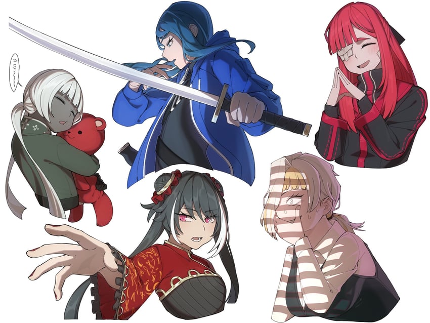 kromer, jia xichun, yuri, charon, bari, and 1 more (project moon and 1 more) drawn by heiya_desu