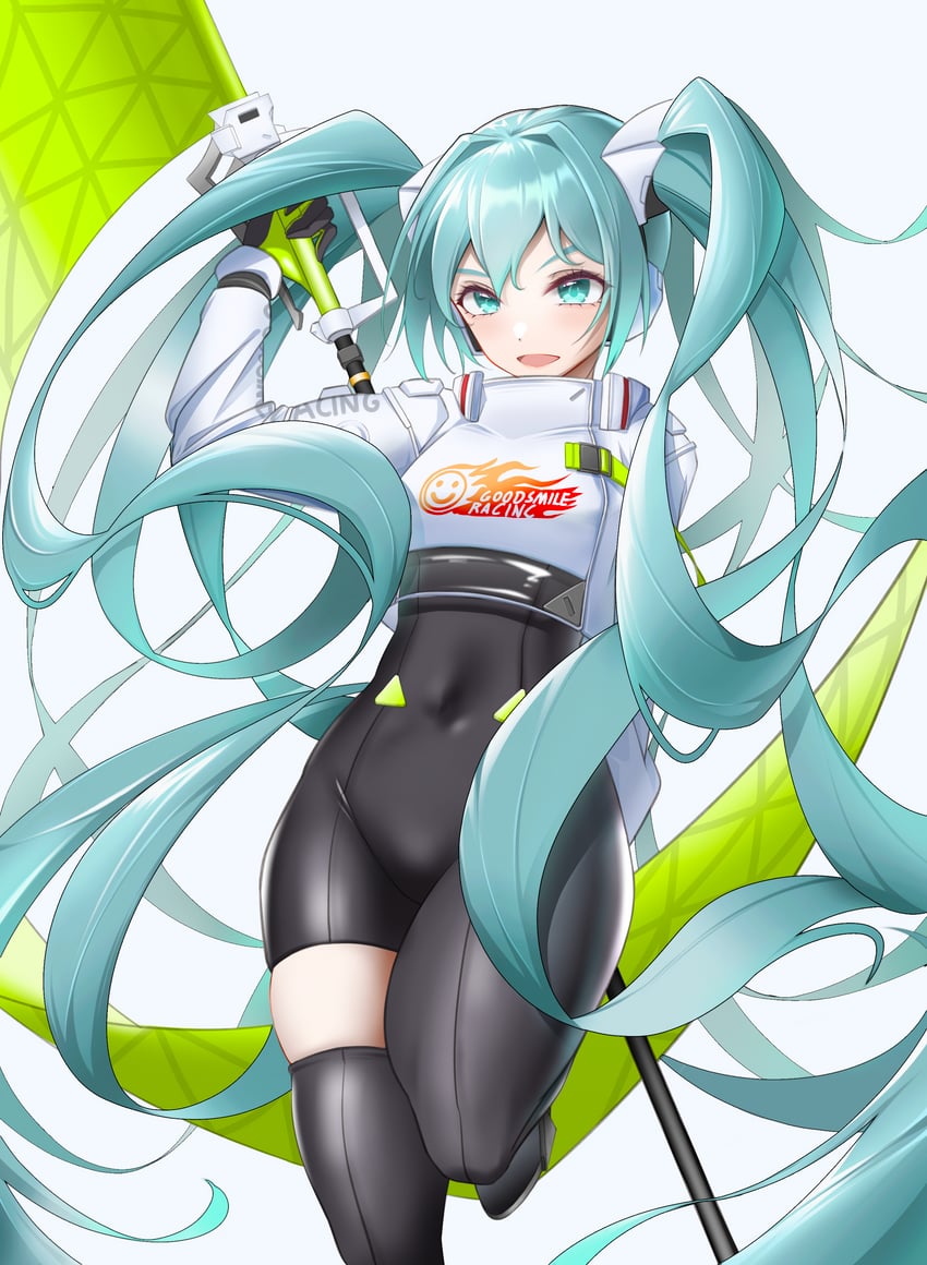 hatsune miku and racing miku (vocaloid and 1 more) drawn by mouseking_(wsjg8378)