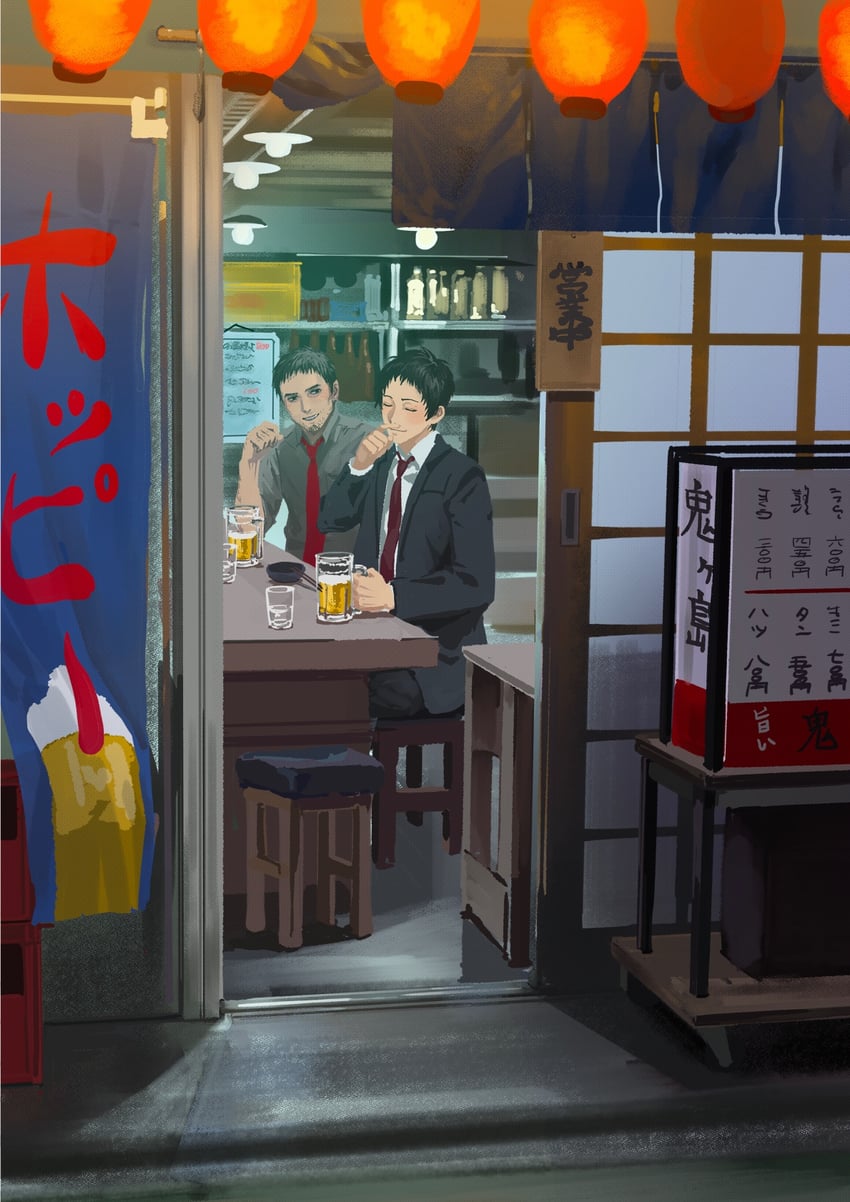 adachi tooru and doujima ryoutarou (persona and 1 more) drawn by morrisuit
