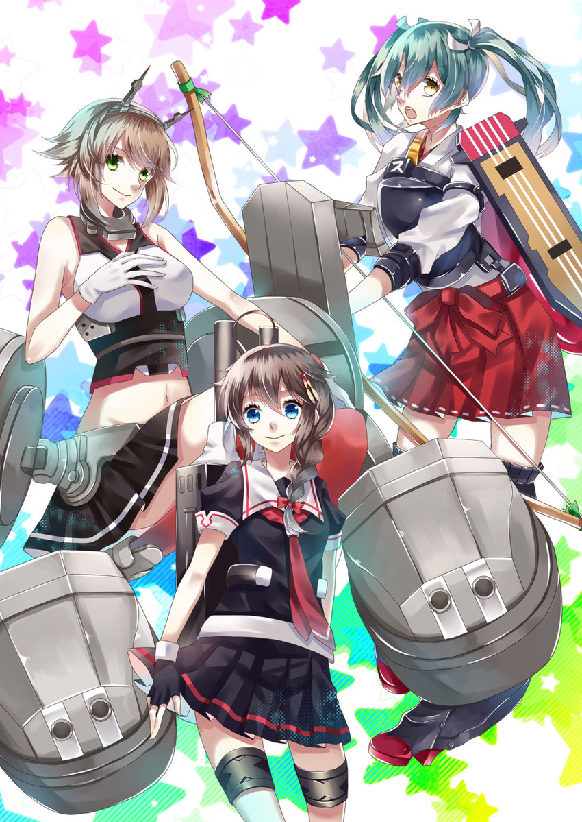 shigure, shigure kai ni, zuikaku, and mutsu (kantai collection) drawn by bon_(satz)