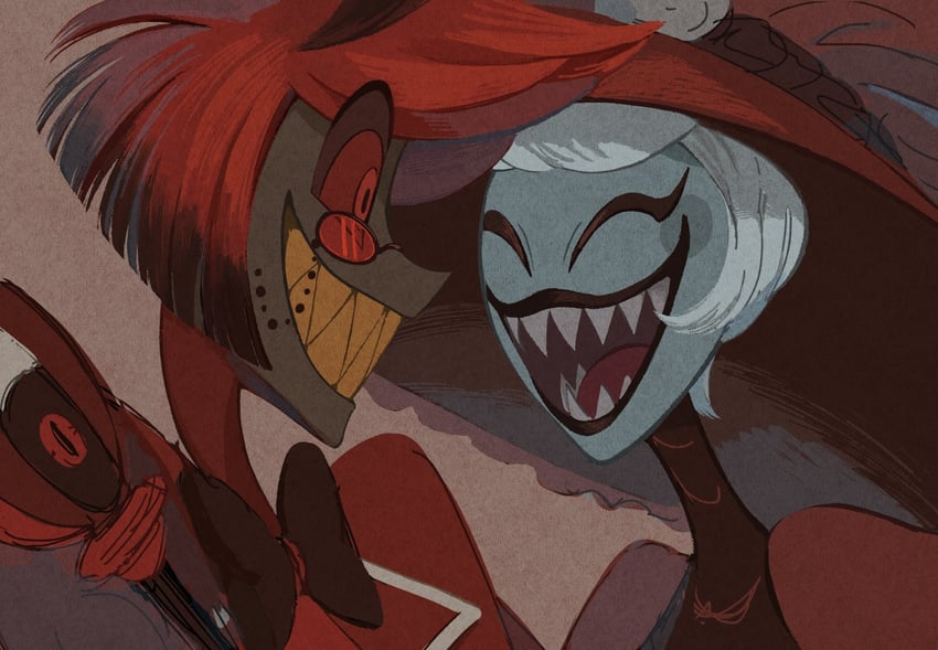 alastor and rosie (hazbin hotel) drawn by n0_2434