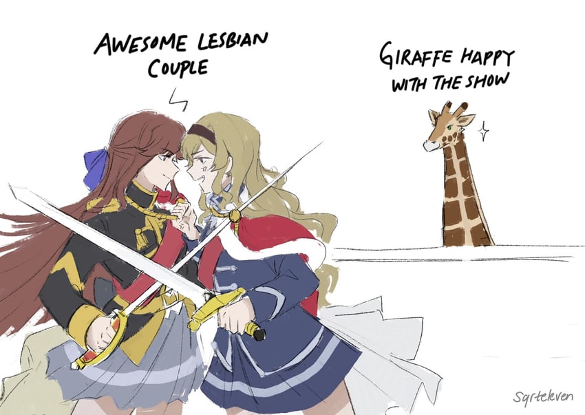 saijou claudine, tendou maya, and giraffe (shoujo kageki revue starlight) drawn by rtf_11th