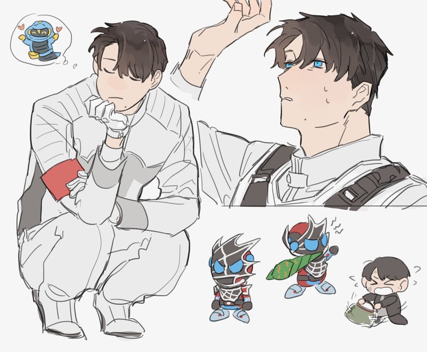 kamen rider demons, kadota hiromi, and lovekov (kamen rider and 1 more) drawn by bbbb_fex