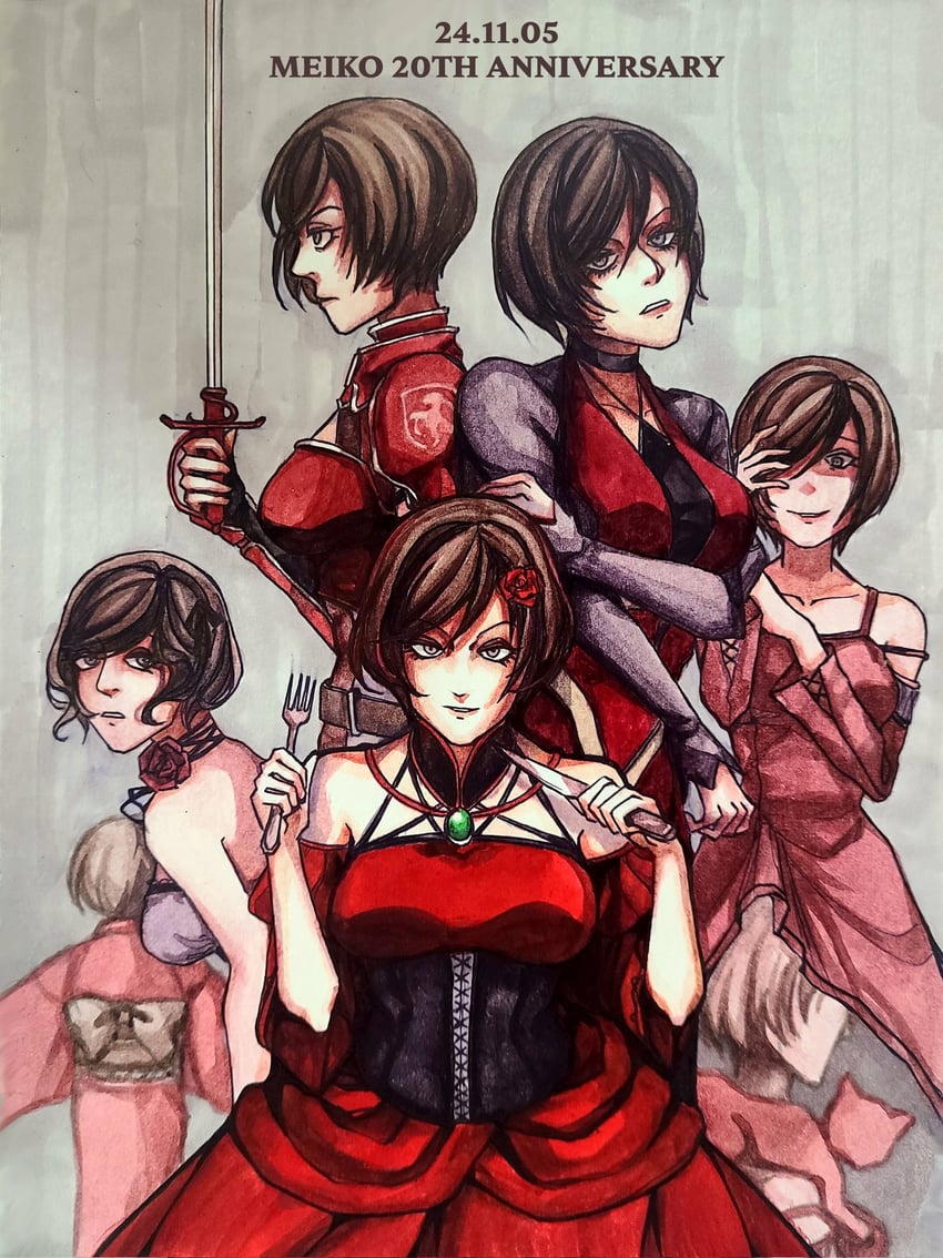 meiko, banica conchita, germaine avadonia, irina clockworker, meta salmhofer, and 4 more (vocaloid and 8 more) drawn by meta28050