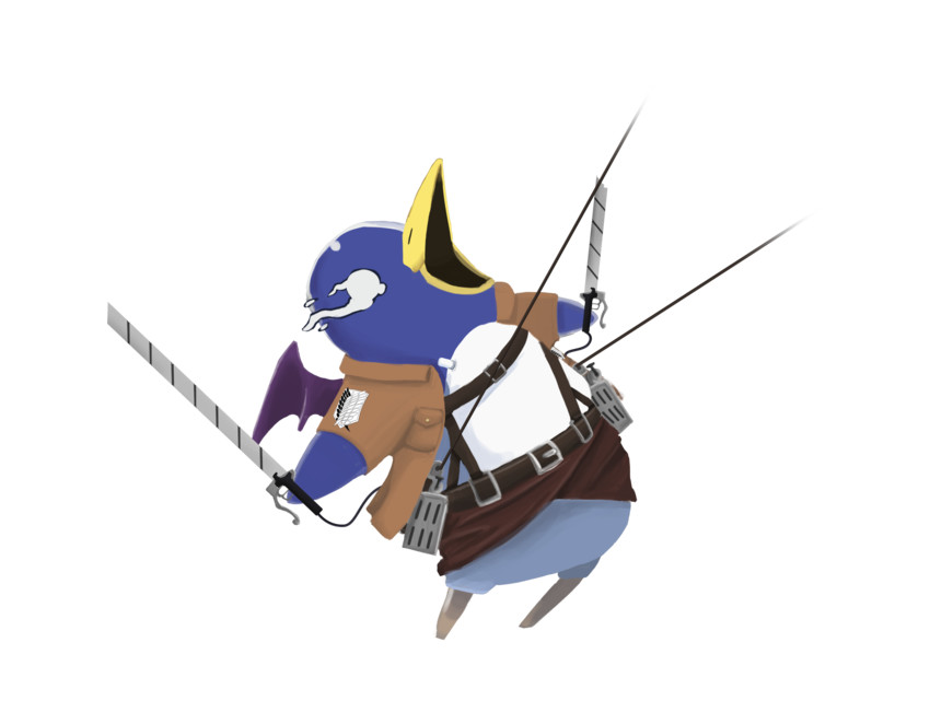 prinny (shingeki no kyojin and 1 more) drawn by tidalforge
