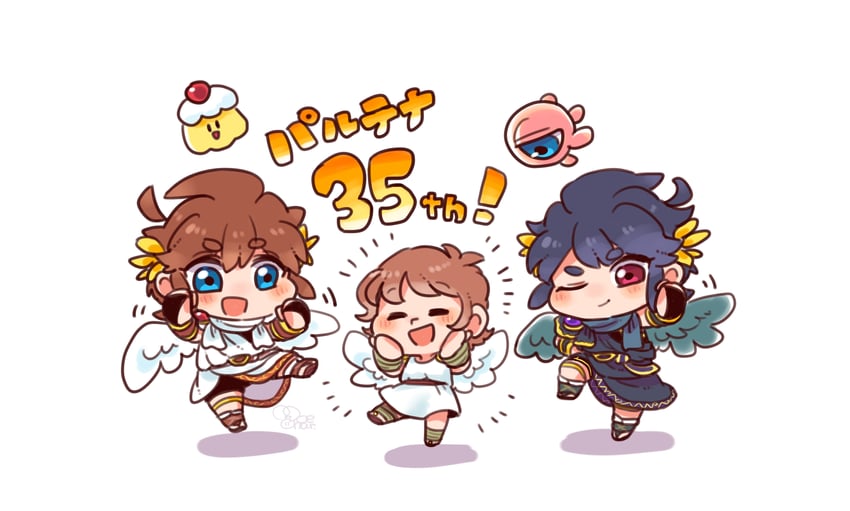 pit, dark pit, monoeye, and souflee (kid icarus) drawn by moechar0426