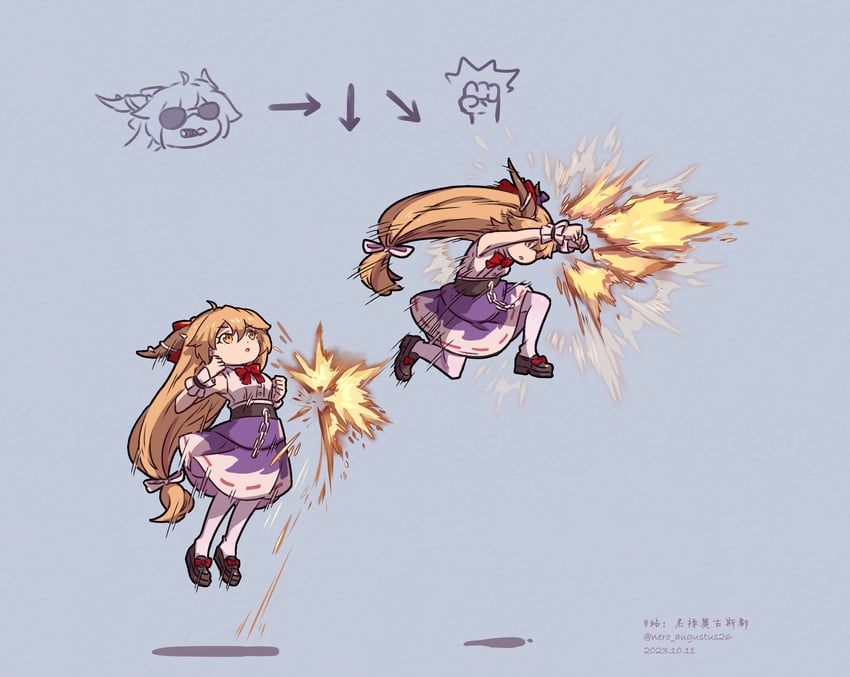 ibuki suika and antonov (touhou and 2 more) drawn by nero_augustus