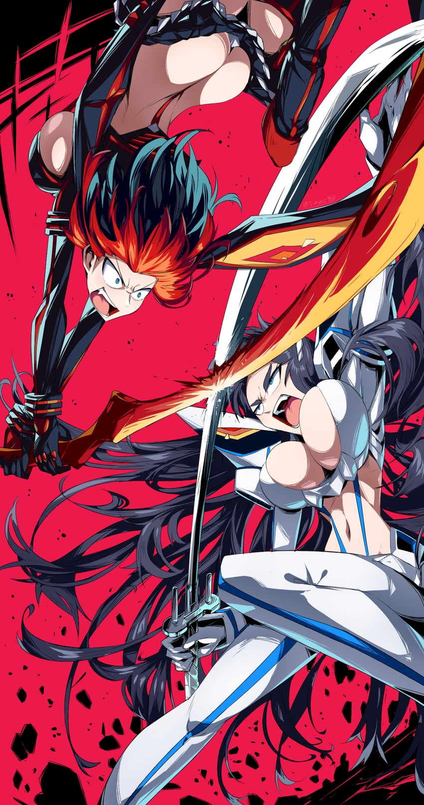 matoi ryuuko, senketsu, kiryuuin satsuki, and junketsu (kill la kill) drawn by shimure_(460)