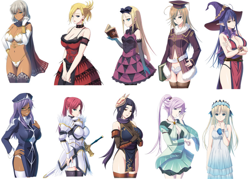 edna, claudia azure, dora bellmel, nemu, fortuna, and 5 more (dungeon of regalias) drawn by m&m_(mickey_and_mackey)